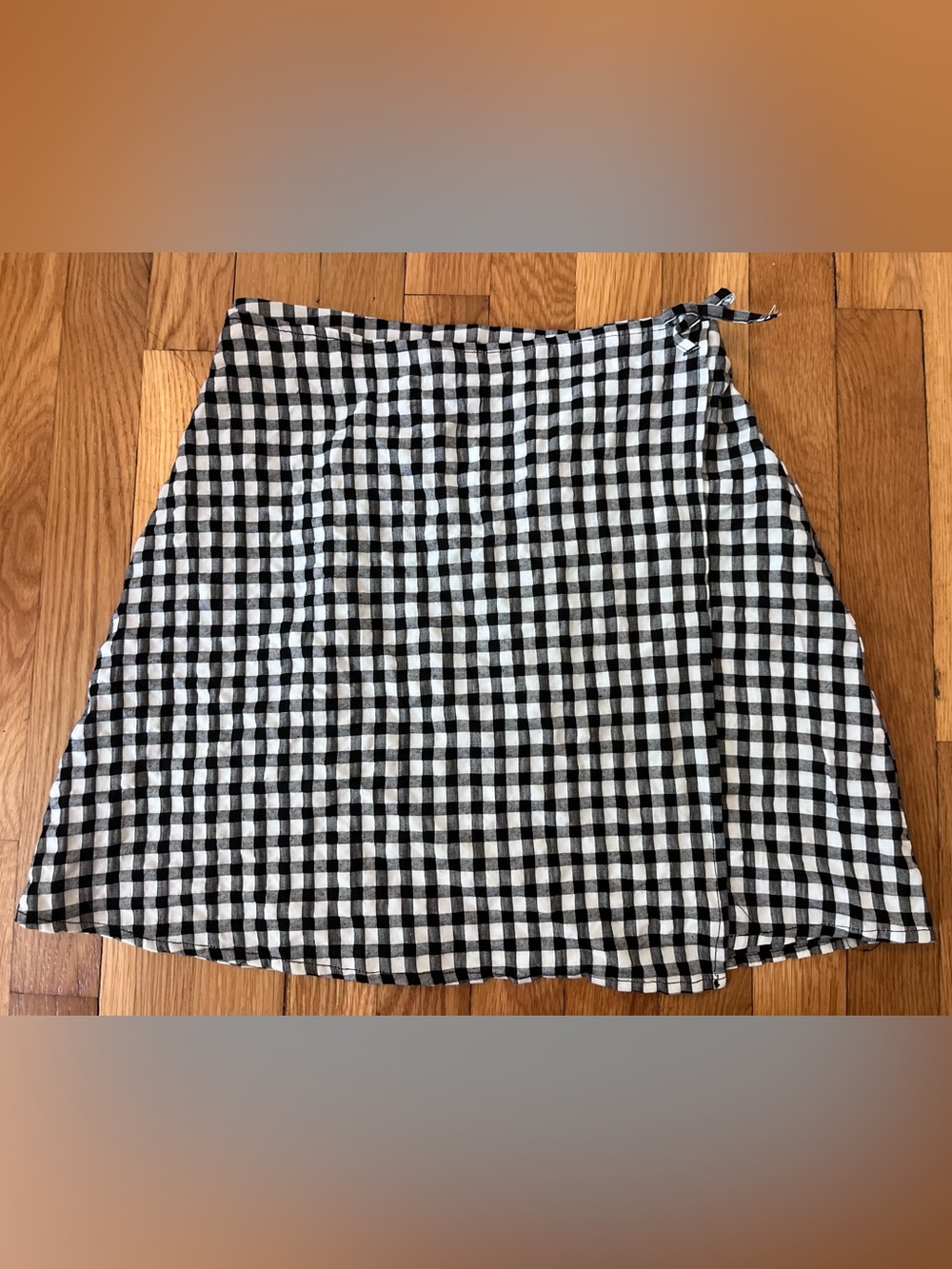 Primark girls 12-13yo Black and White Gingham A-Line Wrap Skirt